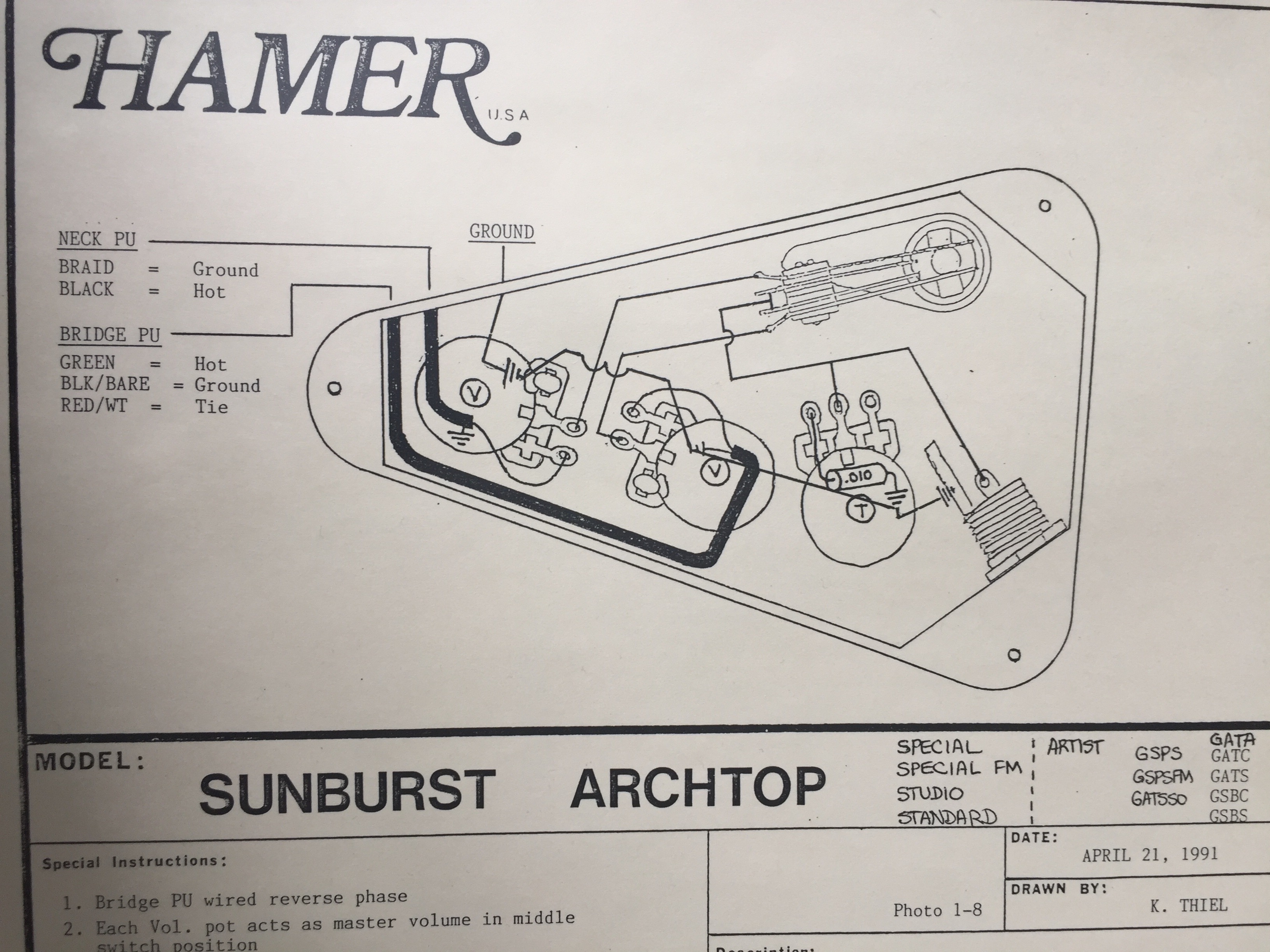 Mirage II Wiring Diagram? - Ask the HFC Experts - Hamer Fan Club